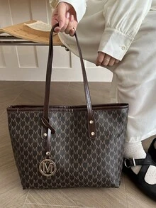 2026新款女士休闲通勤手提包，时尚单肩大容量包 - 咖啡棕 - 查看 3