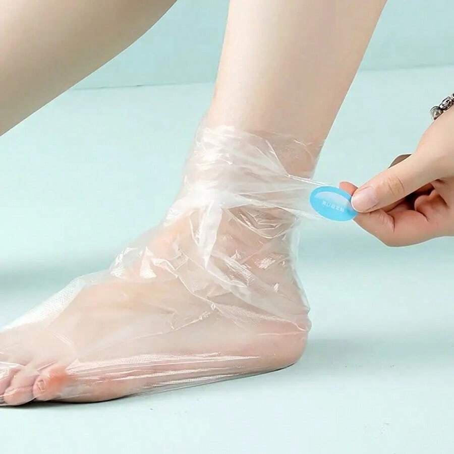 100 chiếc tất che chân dùng một lần - Tất che chân cho bàn chân nứt nẻ, chống lạnh, chống thấm nước, dưỡng ẩm, bao phủ chân đa năng, bao phủ giày khi ngâm chân, bao phủ giày chống thấm nước.