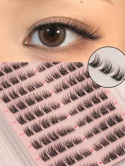 100pcs/Set False Eyelashes, C Curl, Mixed Length 7-12mm, Natural Look, Individual Cluster Design, Cluster Structure, Single-Piece False Lashes, Reusable, Instantly Enlarging, Cat Eye Effect, Anime Style Lashes, Fluffy Soft, Lash Clusters, Individual Lashes, False Eyelashes