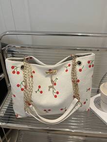 Bolso de mano de gran capacidad para mujer, nueva llegada de bolso de hombro tipo tote minimalista para ir al trabajo - Blanco - Ver 9