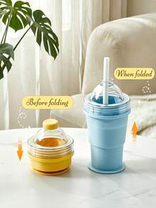 1/2pcs Foldable Silicone Ice Ball Maker Cup, Reusable Portable Ice Ball Mold With Straw And Leak-Proof Lid, Suitable For Coffee, Iced Cocktails, Office And Outdoor Use - Multicolor - View 11