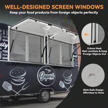 Ventana de concesión de aleación de aluminio para camiones de comida y casas rodantes – Ventanas de malla deslizantes horizontales dobles, puerta toldo parasol de 85°, ideal para cocinas móviles, servicio y ventilación – Disponible en varios tamaños - A - Ver 4