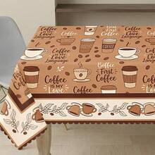 1pc Coffee Print Tablecloth, Suitable For Holidays, Parties, Birthdays ...