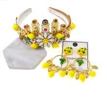 1 Pc Wide Edged Rhinestone Headband, Fashionable And , With A Crystal Like Lemon Headpiece For Fashionable Hair Styling - Headband - View 1