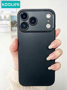 1 pieza Funda de teléfono de TPU suave de color negro mate sólido Koolife, con gran recorte para cámara, diseño antiamarillento y a prueba de golpes, clásico y de moda para hombres y mujeres, compatible con iPhone 17/17 Pro/17 Pro Max - Negro - Ver 4