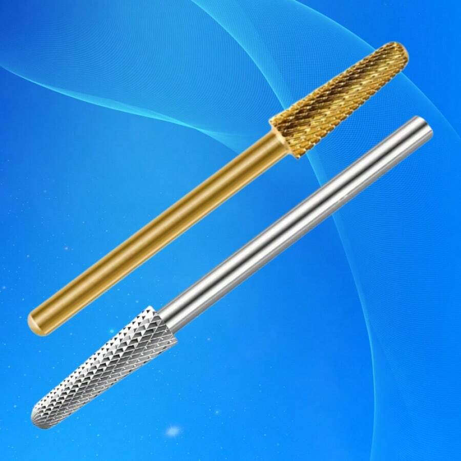 1/2支银色指甲钻头，3/32英寸钨钢钻头，适用于电动指甲锉、去茧工具
