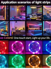 1pc Smart LED Light Strip, 5050 High Quality RGB Color Changing Tape Light, App Control, 44-Key Remote, Music Sync, Suitable For Home Decor, Bedroom, Kitchen, TV, Holiday Party, Christmas - Multicolor Light - View 4