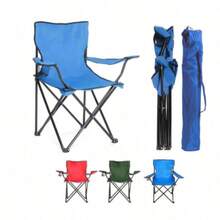 silla plegable para acampar o para jardín con posa brazos y porta vasos, con funda de agarradera, diferentes colores - Azul Marino - Ver 9