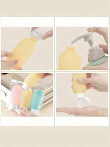 Hộp đựng du lịch có thể tái sử dụng, dầu gội, nước hoa hồng, sữa tắm, chai mỹ phẩm du lịch màu nude. - Nhiều màu - Xem 11