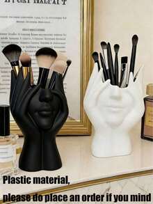 1pc Creative Human-Shaped Sculpture Cosmetic Storage Rack - Unique DIY Decorative Human-Shaped Makeup Brush Holder Bathroom Makeup Brush Holder Home Fashion Decor Holiday Party Mother's Day Gift Box - Multicolor - View 2