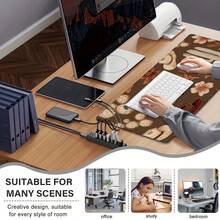 Large Western-Themed Cowboy Desk Pad - Extended Keyboard & Mouse Non-Slip Gaming & Office Desk With Brown/Beige Cacti, Boots, Horses, Cowboy Motifs, Southwestern PC Computer Setup, Ranch, Or Wild West Decor (Durable Rubber - View 7