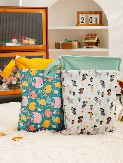 1 Túi đựng đồ ướt/khô tái sử dụng với hai ngăn khóa kéo, thích hợp cho du lịch, đi biển, hồ bơi, nhà trẻ, đựng đồ bẩn của em bé, tập yoga, tập gym, dùng để đựng đồ bơi hoặc quần áo ướt.