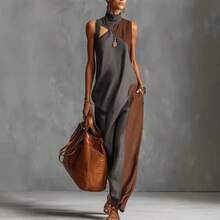 2026 European And American Summer New Fashion Color-Block Women's Casual Long Dress - 深棕色 - 查看 3