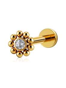 VJS 1 chiếc khuyên môi hình hoa hướng dương bằng thép không gỉ cao cấp đính đá Zirconia, thiết kế lấp lánh, tinh tế và đa năng, phù hợp để đeo hàng ngày và phối với nhiều trang phục sành điệu. - vàng - Xem 8