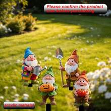 4 piezas Decoración de jardín bohemia con gnomos lindos, planos en 2D, adecuados para el patio, el césped, las plantas en macetas, regalo perfecto para fiestas - A - Ver 3