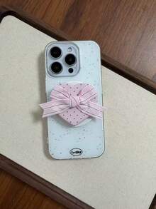 条纹爱心蝴蝶结磁吸手机支架，小众设计，桌面气垫支架，手持支架 - 彩色 - 查看 3