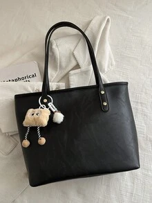 Retro Fashion Large Capacity Handbag, New Design Versatile Commuter Shoulder Tote Bag For Women - Black - View 5