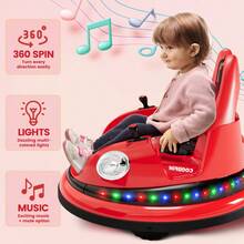 Coche de choque eléctrico de 12V para niños - Juguete montable con giro de 360°, 2 velocidades, control remoto para padres, música y luces LED, coche de choque  para edades de 1 a 5 años - Rojo - Rojo - Ver 5