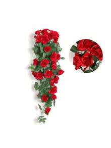 1pc Artificial Hanging Rose Decor | Bohemian Style Plastic Rose Garland Suitable For Wall, Patio, Room, Garden, Wedding And Spring Decoration, Suitable For Easter, St. Patrick's Day, Valentine's Day - Multicolor - View 13