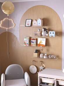 2pcs 15-Inch Acrylic Floating Shelves, Wall Mounted Bathroom Storage Racks, Invisible Transparent Bathroom Organizer, Home Decor Bookshelf - 無色 - View 3