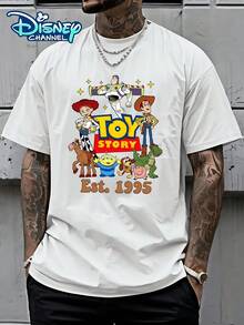 (Disney Licensed)Disney Toy Story Characters Group "Toy Story Est. 1995" Front Print Men's Oversized Crew Neck Short Sleeve Graphic T-Shirt, Classic Nostalgic Casual Streetwear Tee For Men Summer Daily Wear, Disney Officially Authorized Men's Short-Sleeved T-Shirts, Mens Clothes, Men, Ropa De Hombre, Summer Clothes, Men Shirts, Graphic Tees, Disney Outfits Men, Graphic Tees, Camisetas Para Hombre, Camisas Para Hombre, Summer Outfits For Men, Father's Day Gift, Perfect Gift For Family And Friends, Which Are Necessary For Birthday Parties, Disney Shirts, Mens Clothes, Summer Clothes, Officially Licensed Disney T-Shirts, Disney Men's And Women's Spring/Summer Fashion Casual Short-Sleeve T-Shirts - trắng - Xem 1