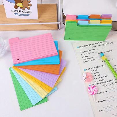 Colorful Loose-Leaf Memo Pad Set, Detachable Memo Sheets, Lined Index Cards, Colorful Bookmark Notebook, Back To School, Portable Notepad
