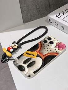 Este estuche de teléfono con cordón de Mickey Mouse de Disney está completamente cubierto de material TPU. Es a prueba de golpes, ligero y compatible con iPhone17/16/11/13/15/15 Plus/15 Pro/15 Pro Max/12/14 Pro Max/11 Pro Max/12 Pro/12 Pro Max/13. Este estuche de teléfono es un regalo de cumpleaños o de negocios popular; es duradero, resistente a las manchas y a las huellas dactilares, y adecuado tanto para hombres como para mujeres. El set también incluye un estuche de teléfono de Mickey Mouse y una pulsera de peluche de Mickey Mouse. Es un regalo perfecto para amigos y familiares. Este elegante estuche de teléfono es divertido, ligero y duradero. Estuche de teléfono iPhone17 Pro Max, estuche de teléfono Minnie Mouse. - Blanco - Ver 5