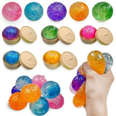 1/2/4个随机颜色中式包子饺子造型慢回弹玩具，适合青少年和成人；柔软的TPR材质食物造型挤压球，有助于缓解焦虑和压力；减压玩具；惊喜生日派对礼物；办公室、家居填充物；趣味感官手部活动玩具；慢回弹减压工艺品；酷炫桌面装饰抗压礼物