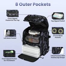 1Pc 42L/11Gal Fishing Backpack Large Capacity Fishing Tackle Storage Bag With Rod Holders 16-Pocket Water-Resistant With Divider Adjustable Padded Straps For Fishing Gear Outdoor Camping Hiking Spring Summer - Camouflage - View 2