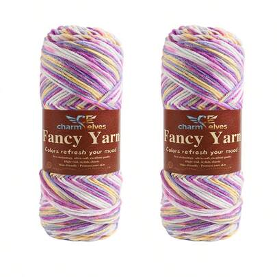 2pcs Tie Dye Floral Yarn Skeins, Handmade DIY Knitting Yarn Suitable For Scarves, Hats, Gloves, Sweaters, Dolls, Blankets, Cushions