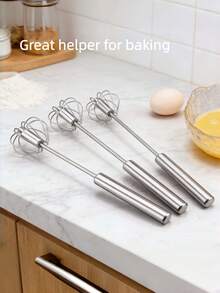 1 cái dụng cụ đánh trứng thủ công & bán tự động, dụng cụ đánh kem bằng thép không gỉ, dụng cụ đánh trứng dùng trong làm bánh, dụng cụ đánh trứng bằng tay bằng thép không gỉ, dụng cụ đánh trứng xoay bán tự động, dụng cụ làm bánh - Bạc - Xem 9