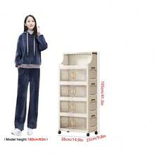 40cm/15.7in - 60cm/23.6in Wide Plastic Storage Cabinet, Multi-Layer Foldable Storage Box, Kitchen Dining Utensil Cabinet, Kitchen Organizer Rack, Living Room Toy Cabinet, Slim Gap Organizer, Kitchen Slim Storage Cabinet, Christmas Gift, Storage Box, Under Bed Storage - Clear - View 19