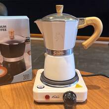 Moka Pot 3/6 Cup - Italian Stovetop Espresso Maker For Gas, Classic Greca Cafetera Macchinetta Caffe With Safety Valve, Vintage Style Coffee Brewer For Perfect Mocha Latte Cappuccino At Home, Office, Camping Or As Gift For Coffee Lovers - White - View 3