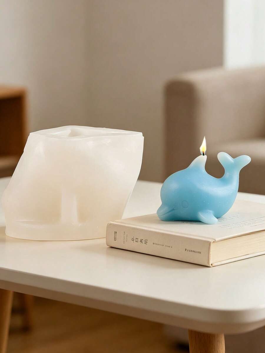 1pc Cute Jumping Dolphin Shaped Candle Silicone Mold - A-White - View 1
