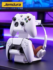 二合一双层游戏手柄支架，带耳机挂架，桌面收纳架，兼容 PlayStation 5/PlayStation 4/ Series X/S/Switch Pro 手柄，3D 打印极简电竞桌面配件，坚固防滑，节省空间，送给游戏玩家/男友的最佳生日礼物 - 彩色 - 查看 2
