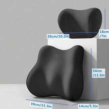 2-Piece Set Of Extra Large Thickened Car Lumbar Support And Headrest. Ergonomically Designed Car Seat Neck Pillow And Cushion With Memory Foam For Strong Support, Suitable For All Car Headrests And Lumbar Cushions - A/Black - View 9