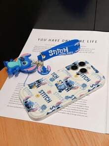 Disney Has Authorized, Phone Case - Chain Set, The Stitch Lilo & Stitch Phone Case Plus A Silicone 3D Or Fluffy Style Stitch Bracelet With Metallic Ring Removable Bracelet, Stitch And Angel Pattern, Compatible With Iphone 17/16/15/14/13/12/11/XS/XR/X Plus Pro Max, Wavy Design Phone Case For Girl, A Stylish Cartoon Summer Phone Case, The Perfect Gift Choice, Phone Protection, Durable Phone Cover, Great Gift For Friends And Family - 白色款式A - 查看 5