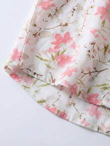 YUXIN Áo kiểu nữ mùa xuân/hè màu hồng họa tiết hoa nhí, cổ bẻ, tay lỡ 3/4, thích hợp cho công sở và du lịch, thoáng khí, ôm dáng, kiểu dáng nghệ thuật. - Màu Hồng baby - Xem 11