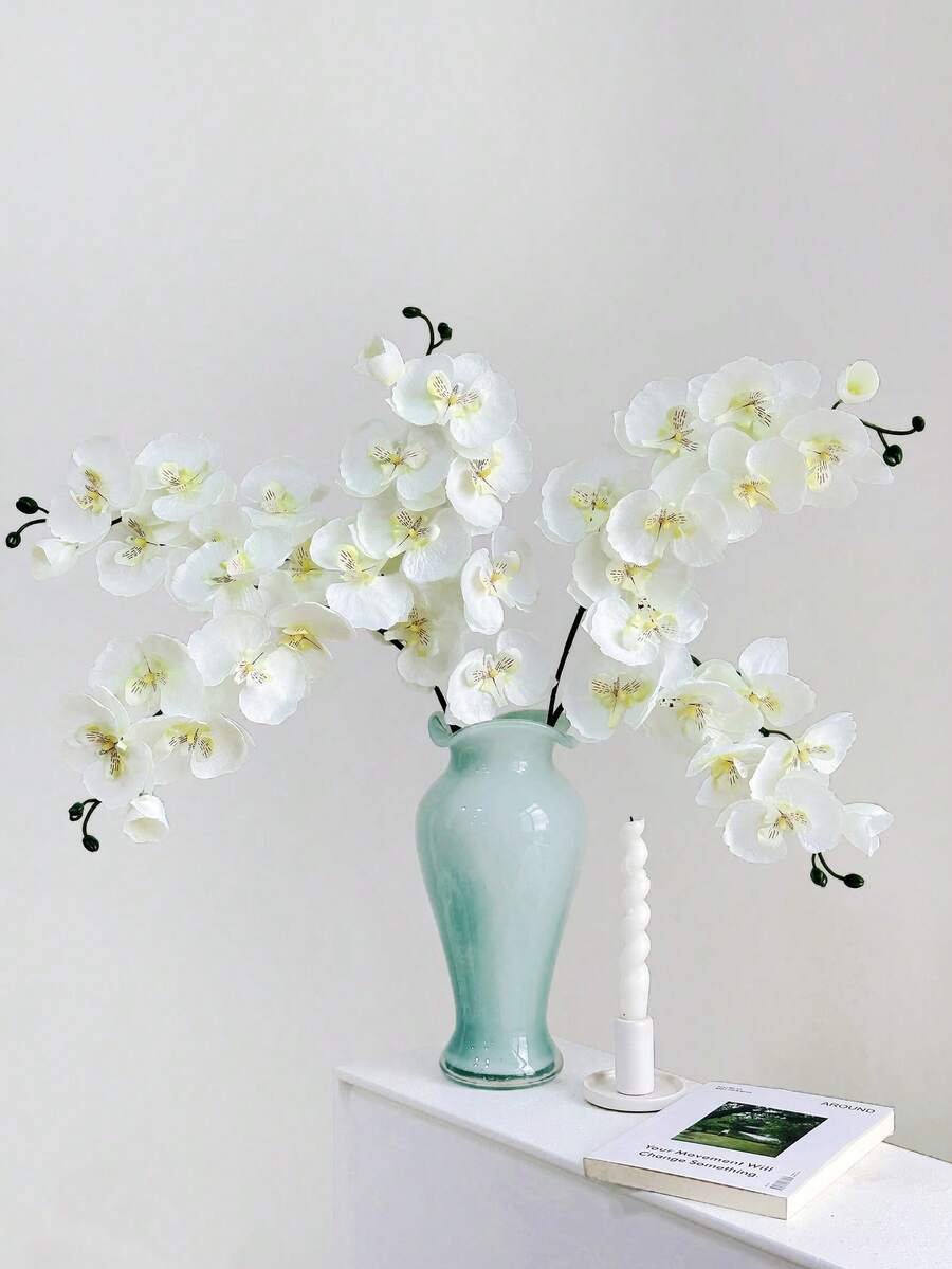 Conjunto de 1/3/6 orquídeas Phalaenopsis artificiais de 70 cm, ideais para decoração de paredes, salas de estar, quartos, casamentos, festas, mesas, casas, escritórios, cozinhas, jardins, áreas externas e quintais. Perfeitas para primavera, verão, outono e inverno. - Branco - Ver 1