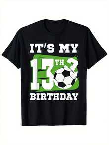 Camiseta de Fútbol para el 13º Cumpleaños de Hombres y Niños, Diseño Número 13, No Ajustada, Ropa Deportiva Juvenil para Fiesta, Estampado de Fútbol y Números, Regalo para Niños y Niñas de 1 - Negro - Ver 7