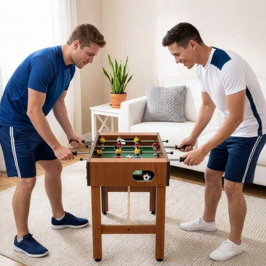 Wooden Foosball Table Game, Mini Desktop Soccer Machine, Parent Interactive Home Entertainment - Foosball Table - View 1