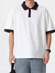 Men's Color Block Polo Shirt - Relaxed Fit Stylish Versatile, Casual Golf Office Work Shirt For Everyday College,Men's Golf Polo Shirt,Relaxed Fit Golf Shirt,Camisas Para Hombre,Manfinity Men,Polo Men Shirt,Polo De Hombre,Shirt For Men,Men Shirts,Summer Outfits For Men,Sudaderas Para Hombre,Polo Men Shirt - 白色 - 查看 1