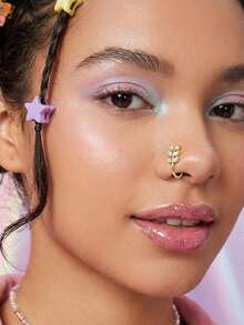 时尚假鼻环，无需穿孔即可佩戴，U型假鼻环饰品，精致假鼻圈，女士仿鼻环，金色夹式假鼻环 - 金色 - 查看 4