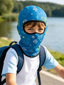 1 pieza Máscara facial cálida para niños - Máscara facial completa transpirable con protección solar adecuada para ciclismo y deportes al aire libre - 1 pieza de estampado para niños - Ver 6