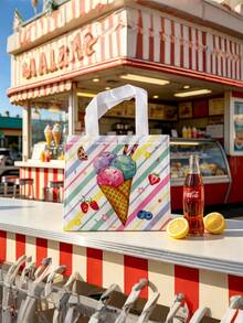 4pcs/Set Non-Woven Ice Cream Themed Reusable Bags, Sweet And Energetic, Suitable For Birthday And Summer Parties, And Practical, Fashionable For Outdoor Storage - View 10