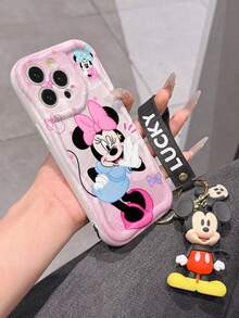 This Disney Mickey Mouse Lanyard Phone Case Is Fully Covered In TPU Material. It's Shockproof, Lightweight, And Compatible With IPhone17/16/11/13/15/15 Plus/15 Pro/15 Pro Max/12/14 Pro Max/11 Pro Max/12 Pro/12 Pro Max/13. This Phone Case Makes A Popular Birthday Gift Or Business Gift; It's Durable, Stain- And Fingerprint Resistant, And Suitable For Both Men And Women. The Set Also Includes A Mickey Mouse Phone Case And A Mickey Mouse Plush Bracelet. It's A Perfect Gift For Friends And Family. This Stylish Phone Case Is Fun, Lightweight, And Durable. IPhone17 Pro Max Phone Case, Minnie Mouse Phone Case. - trắng - Xem 4