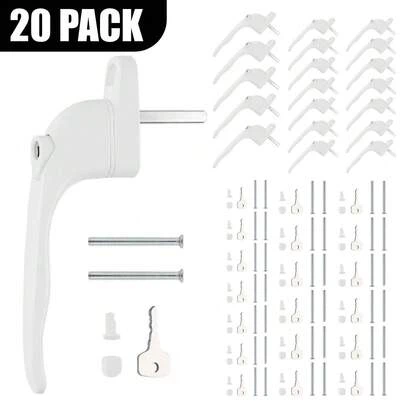 20 Pack UPVC Window Handle Universal Espag Key Locking For Double Glazing White