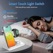 Fast Charging 3-In-1 Wireless Charger 3 In 1 Fast Charging Magnetic Wireless Charger, Fast Charging Dock Station Compatible With Various Products Of L_Phone, Memorial Day Summer Kickoff Gift Giving - White - View 6