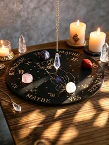 1 Stück Schwarze Katze Holz Divinations-Brett, mit Ja/Nein/Vielleicht Aussagen und 12 Sternzeichen Symbolen, mystisch-spirituelles Brett, geeignet für Chakra-Heilung, Reiki, Tarot-Lesen, Gothic Hexen Heim-Dekoration, metaphysisches Divinations-Werkzeug, einzigartiges Geschenk für Katzenliebhaber und Hexen - mehrfarbig - Übersicht 4