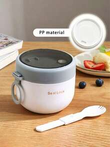 Oatmeal Yogurt Cup, Portable Yogurt Cup With Lid, Spoon And Silicone Handle, Breakfast Cup, Food Container, Lunch Bag, Oatmeal Cup Lunch Bag, Leak-Proof Food Container, Suitable For Home, School, Office, Travel, Back To School, Outdoor Picnic, Suitable For Fruit, Pudding, Yogurt, Salad, Cereal, Milk, Soup, Etc. - Multicolor - View 5